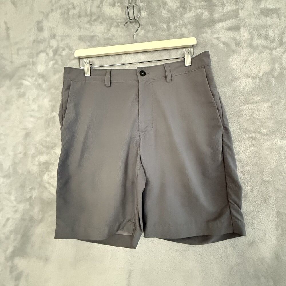 The North Face Rockaway Shorts Mens 34 Gray Stripe FlashDry CE6K Hiking